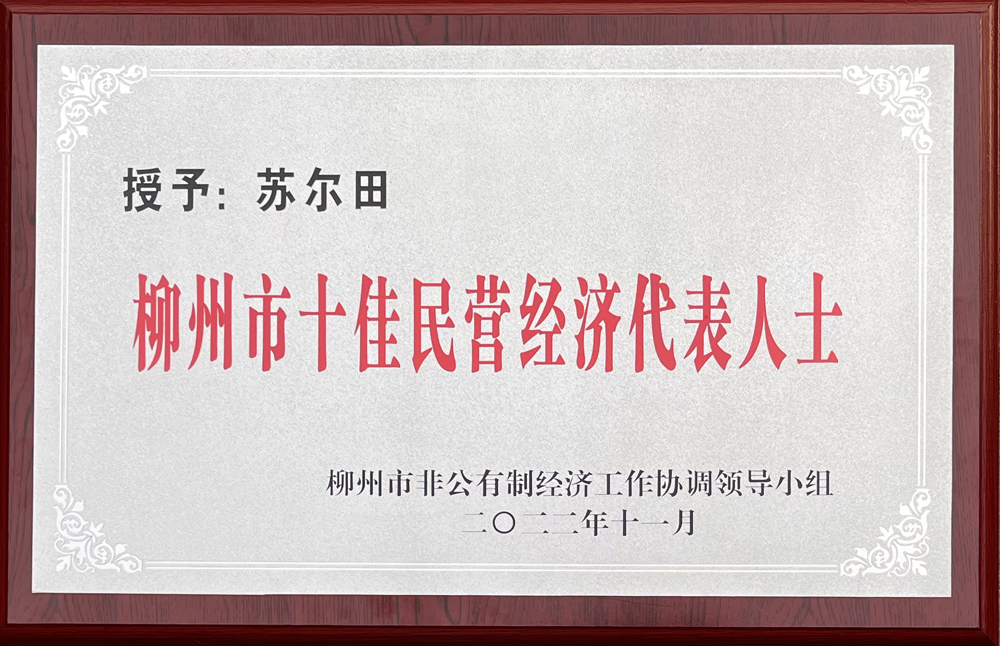 Su Ertian, Chairman of the Board of Directors of Global New Material International (Chesir), was Awarded as one of the Top Ten Private Economic Representatives in Liuzhou